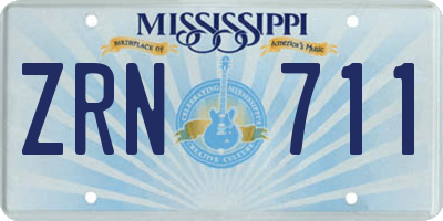 MS license plate ZRN711