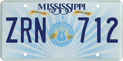 MS license plate ZRN712