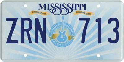 MS license plate ZRN713