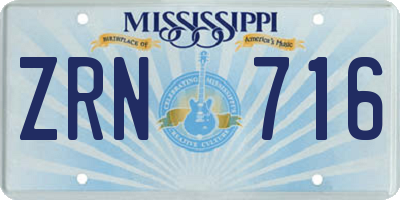 MS license plate ZRN716