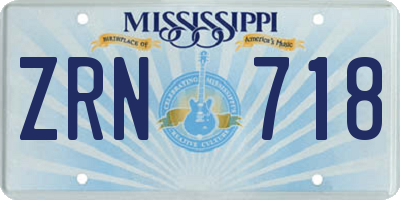 MS license plate ZRN718