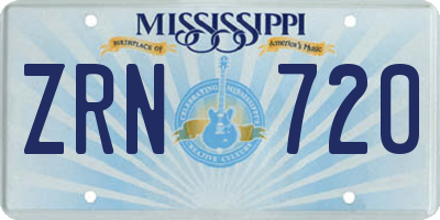 MS license plate ZRN720
