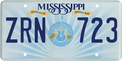 MS license plate ZRN723