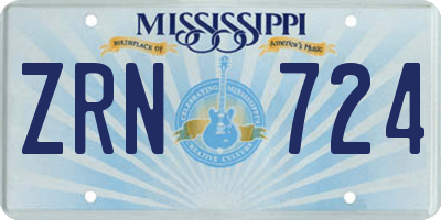 MS license plate ZRN724