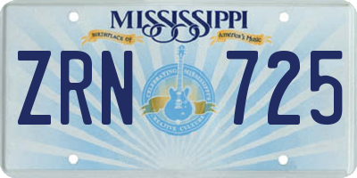 MS license plate ZRN725
