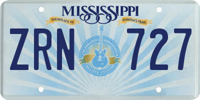 MS license plate ZRN727