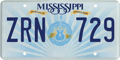 MS license plate ZRN729