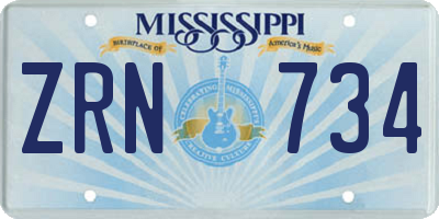 MS license plate ZRN734