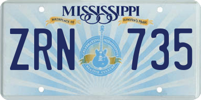 MS license plate ZRN735