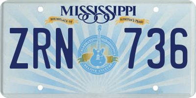 MS license plate ZRN736