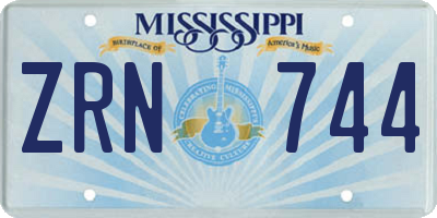 MS license plate ZRN744