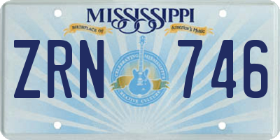 MS license plate ZRN746