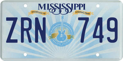 MS license plate ZRN749