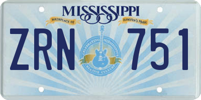 MS license plate ZRN751
