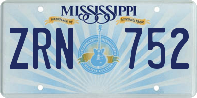 MS license plate ZRN752