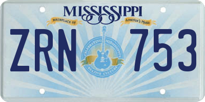 MS license plate ZRN753