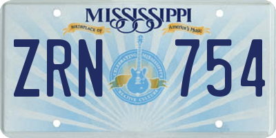 MS license plate ZRN754