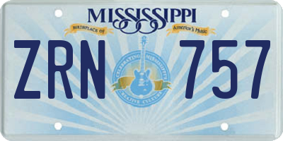 MS license plate ZRN757