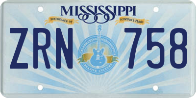 MS license plate ZRN758