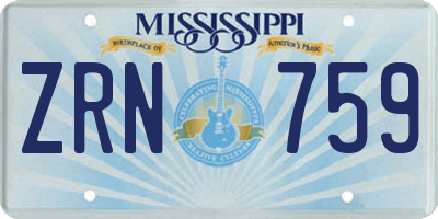 MS license plate ZRN759