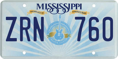 MS license plate ZRN760