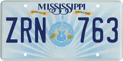MS license plate ZRN763