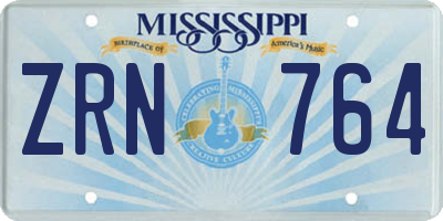MS license plate ZRN764