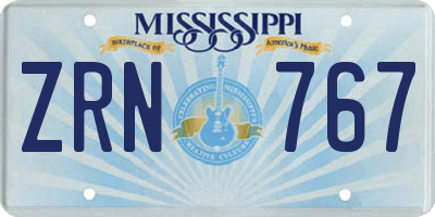 MS license plate ZRN767