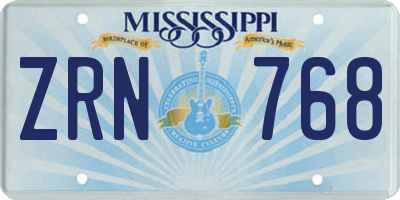 MS license plate ZRN768