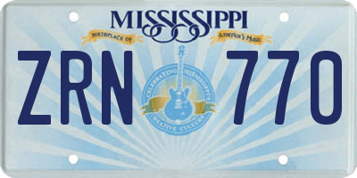 MS license plate ZRN770