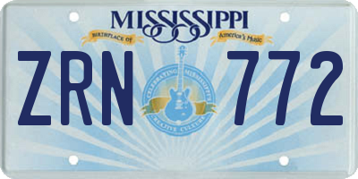MS license plate ZRN772