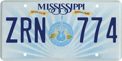 MS license plate ZRN774