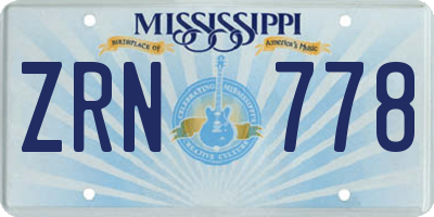 MS license plate ZRN778