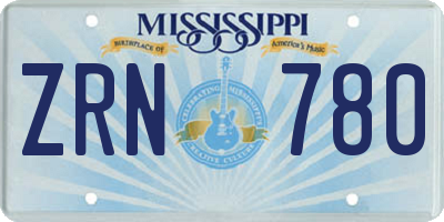 MS license plate ZRN780