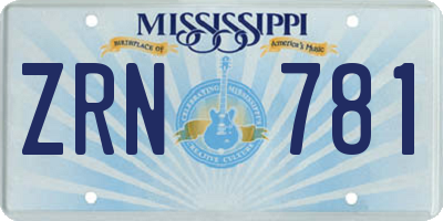 MS license plate ZRN781