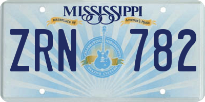 MS license plate ZRN782