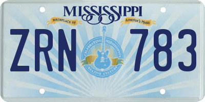 MS license plate ZRN783