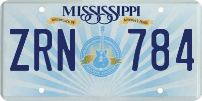 MS license plate ZRN784