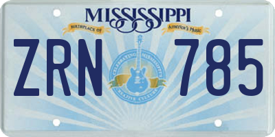 MS license plate ZRN785