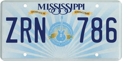 MS license plate ZRN786