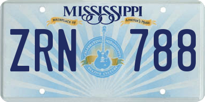 MS license plate ZRN788