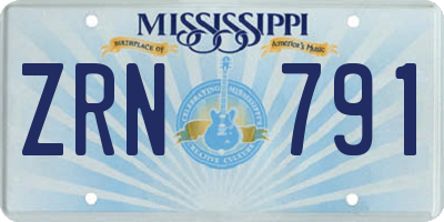 MS license plate ZRN791