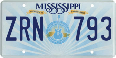 MS license plate ZRN793