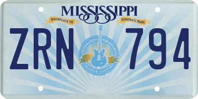 MS license plate ZRN794