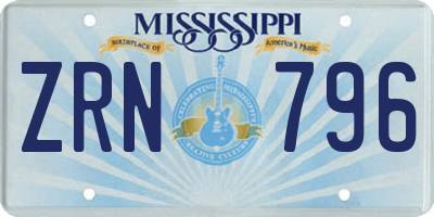 MS license plate ZRN796