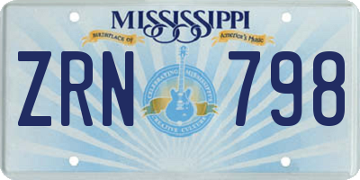 MS license plate ZRN798