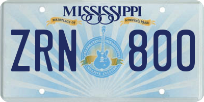 MS license plate ZRN800