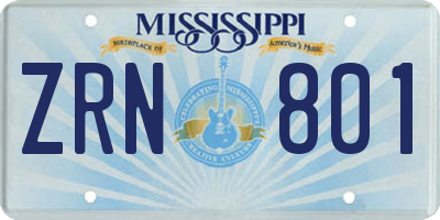 MS license plate ZRN801
