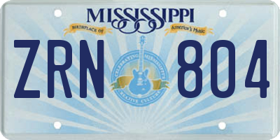 MS license plate ZRN804