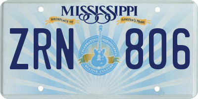MS license plate ZRN806